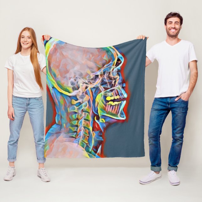 Human Skeleton Skull Abstract Anatomy Art  Fleece Blanket (In Situ)