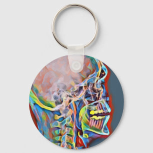 Human Skeleton Skull Abstract Anatomy Art Key Ring