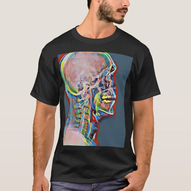 Human Skeleton Skull Abstract Anatomy original Art T-Shirt (Front)