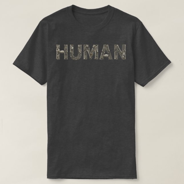 Human Skull and Bones - Goth Skeleton Letters Dark T-Shirt (Design Front)