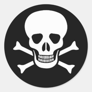 Human skull classic round sticker