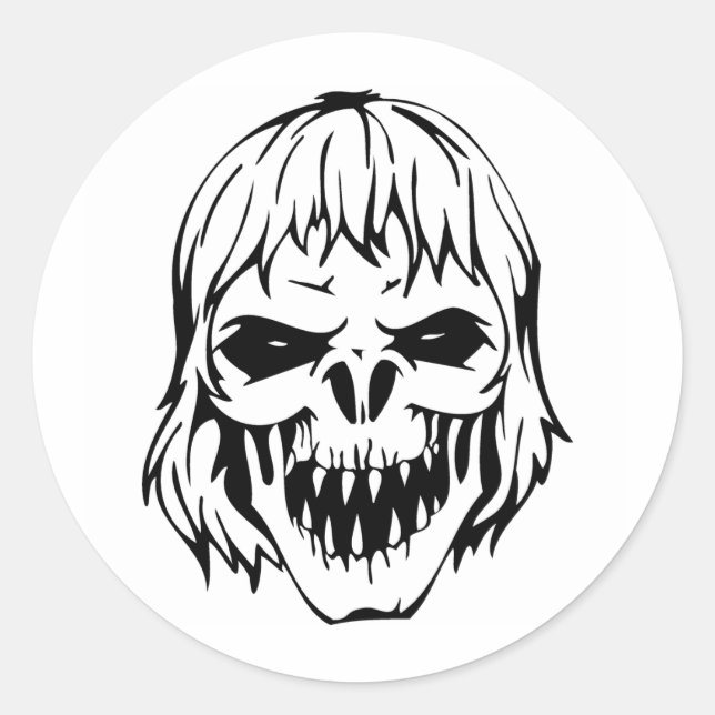 Human Skull Classic Round Sticker (Front)