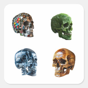 Human Skull Graphic Art Design 4 Pack Square Sticker