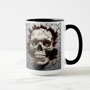 Human Skull in a cracked wall Mug