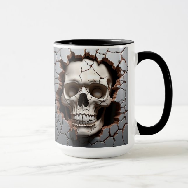 Human Skull in a cracked wall Mug (Right)