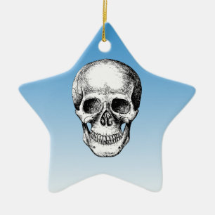 Human Skull White Face Ceramic Ornament