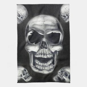 Human Skulls Black Kitchen Towel