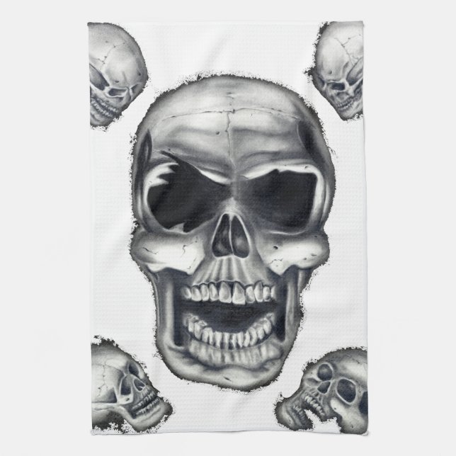 Human Skulls White Kitchen Towels (Vertical)