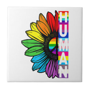 Human Sunflower Rainbow LGBT Flag Gay Pride Proud Ceramic Tile