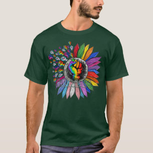 Human Sunflower Rainbow LGBT Flag Gay Pride Proud T-Shirt