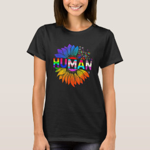 Human Sunflower Rainbow LGBT Flag Gay Pride Proud T-Shirt