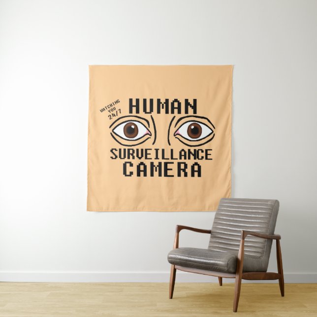 Human Surveillance Camera Dry Humour Tapestry (In Situ)