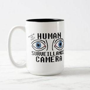 Human Surveillance Camera Dry Humour Two-Tone Coffee Mug
