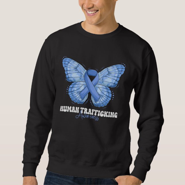 Human Trafficking Awareness Month Blue Ribbon Butt Sweatshirt (Front)