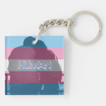 Human Trans Pride Keychain