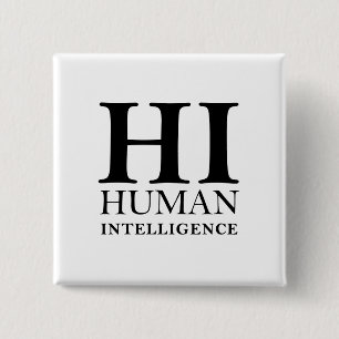 Human vs. AI typographic concept design 15 Cm Square Badge