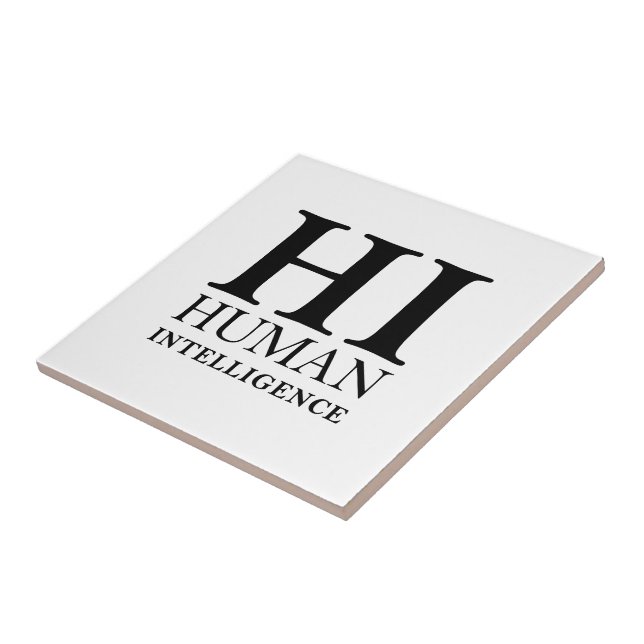 Human vs. AI typographic concept design Ceramic Tile (Side)