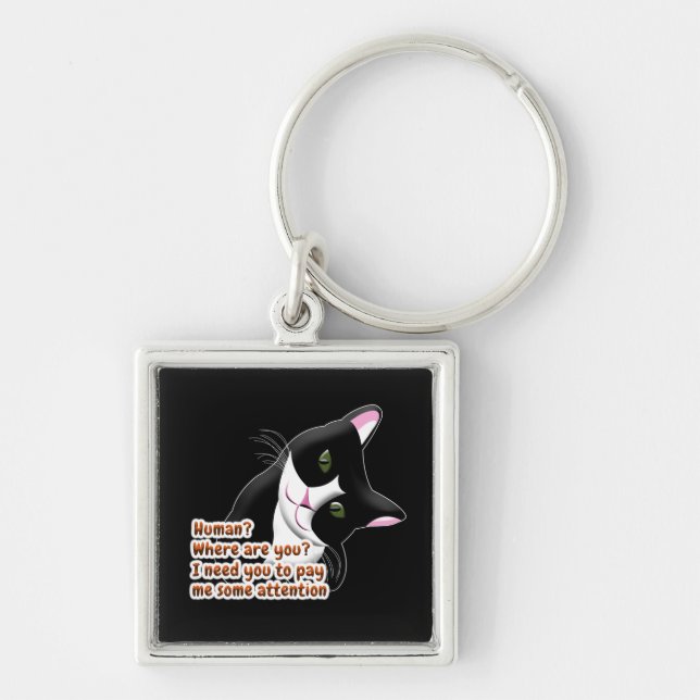 Human? Where are you? Cat Key Ring (Front)