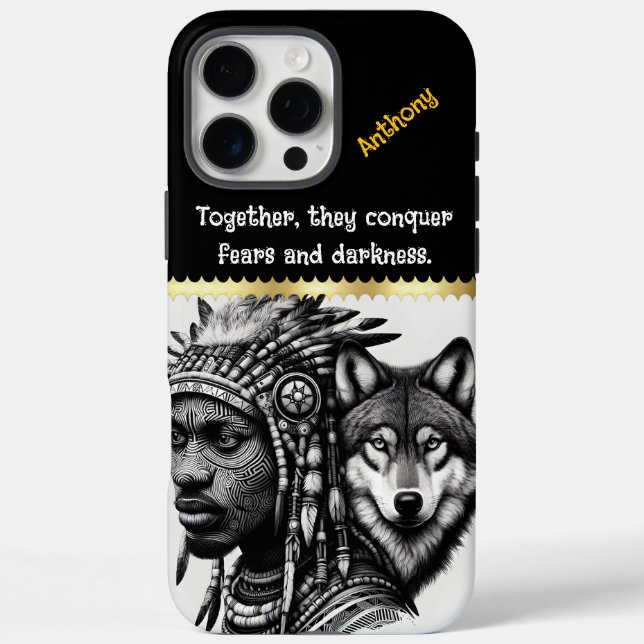 Human-wolf spirit portrait blend Case-Mate iPhone case (Back)