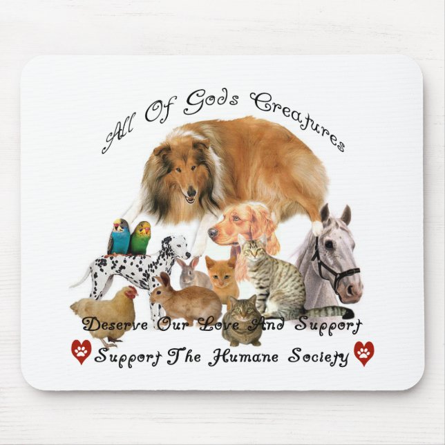 Humane Society All God's Creatures Animal Support Mouse Pad (Front)