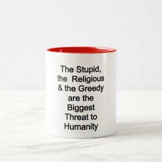 Humanities biggest threats Two-Tone coffee mug