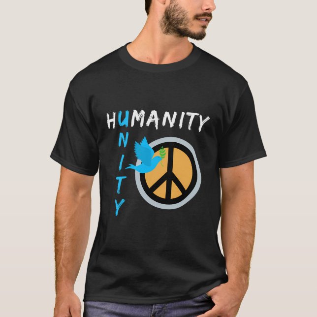 Humanity Unity Peace Sign Design T-Shirt (Front)