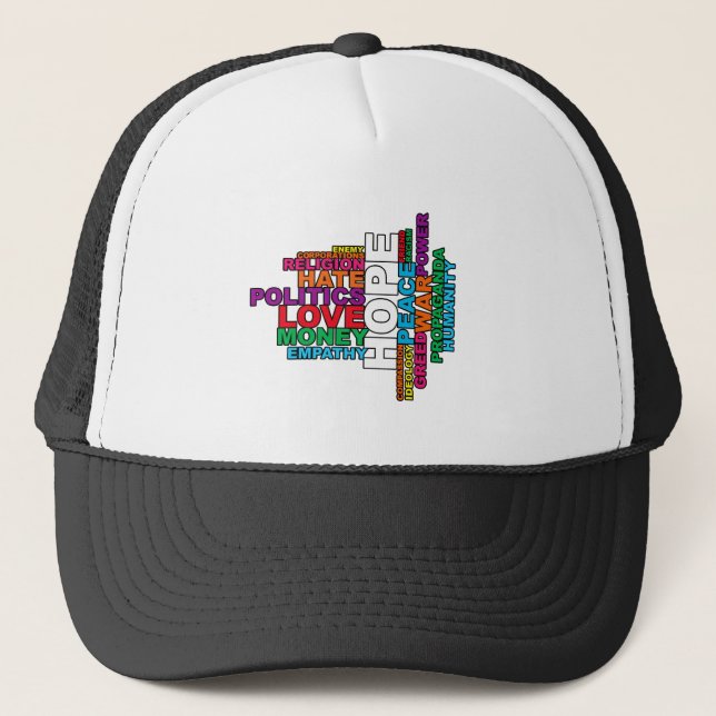 Humanity Word Cloud Trucker Hat (Front)