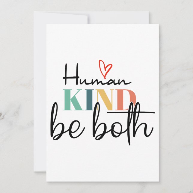 Humankind be both shirt, Kindness Shirt, Be Kind Holiday Card (Front)