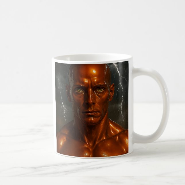 Humanoid robot on fire coffee mug (Right)