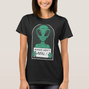Humans aren't real Alien  Cute UFO Vintage Sunset T-Shirt