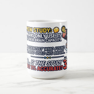 Humans Use 3 Percent Brain Funny Science Coffee Mug