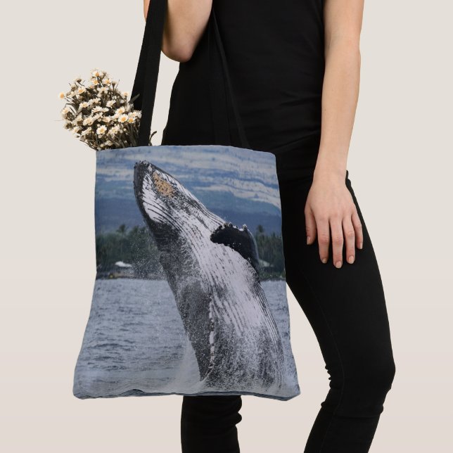Humback Whale Breaching Tote Bag (Close Up)