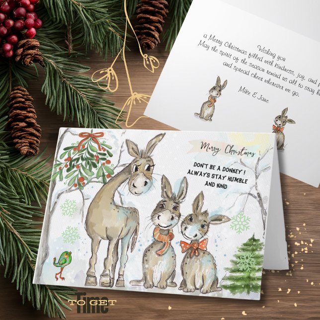 Humble and Kind Donkey Family Christmas Card (Humble and Kind Donkey Family Christmas Card)