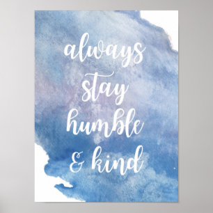 "Humble + Kind" Watercolor Poster