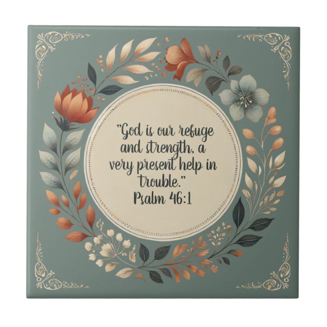 Humble Wreath Bible Verse Customisable Ceramic Tile (Front)