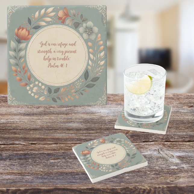 Humble Wreath Customisable Bible Verse Stone Coaster (Creator Uploaded)