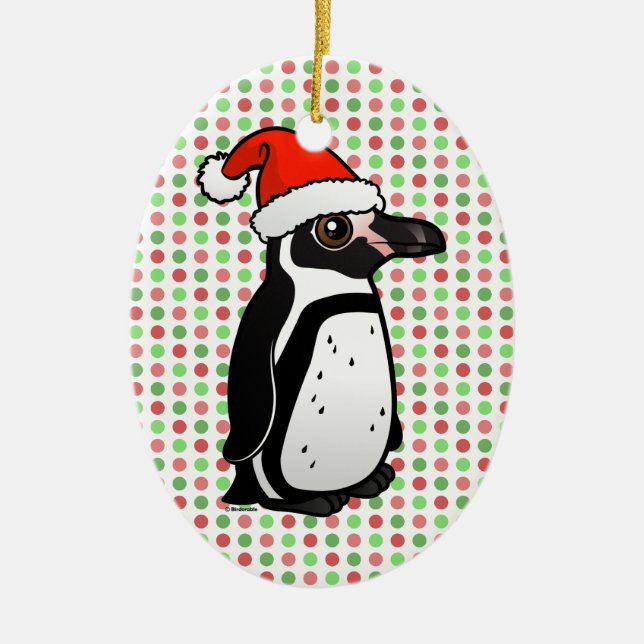 Humboldt Penguin Santa Ceramic Ornament (Front)