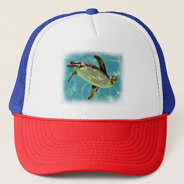 Humboldt penguin swimming trucker hat (Front)