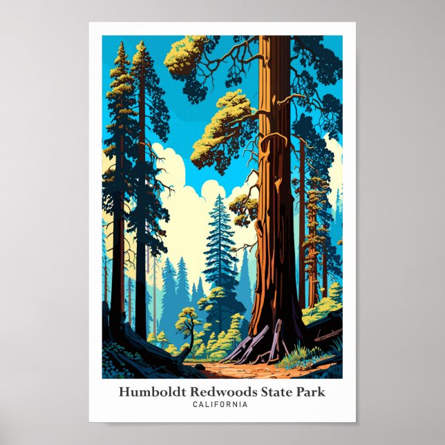 Humboldt Redwoods State Park Travel Illustration Poster (Front)