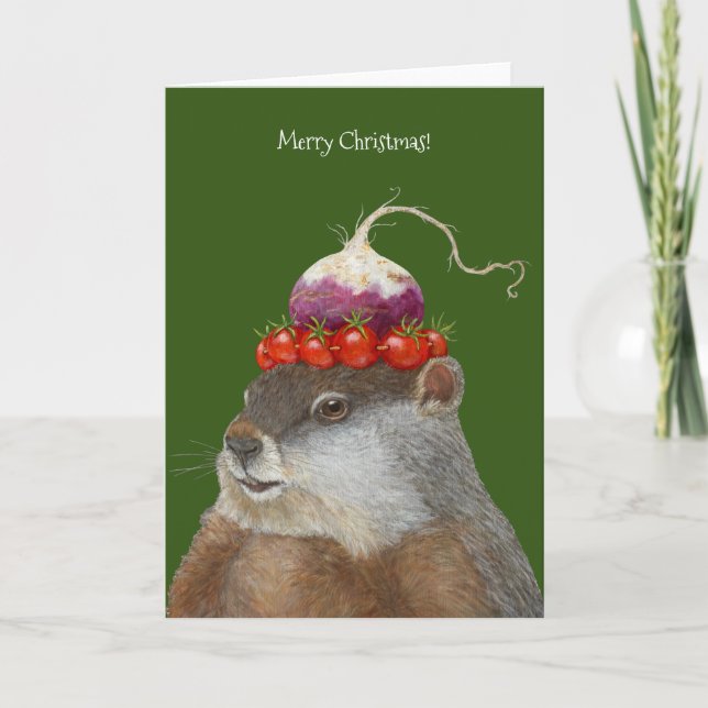 Humboldt the groundhog Christmas card (Front)