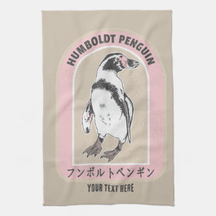 Humbolt penguin Japanese writing Tea Towel
