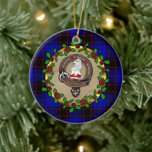 Hume/Home Clan Badge & Tartan Personalised Xmas  Ceramic Ornament