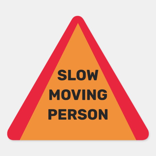 Humerous Slow Moving Person Sign Triangle Sticker (Front)