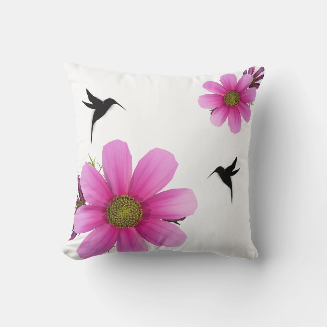 Humingbird & Cosmos Cushion (Front)