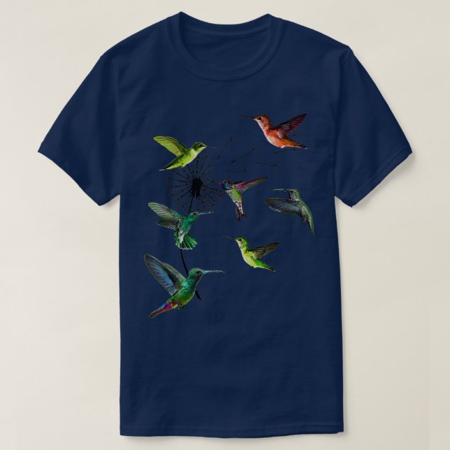 Hummbingbird Dandelion Humminbird Hummingbird Bird T-Shirt (Design Front)