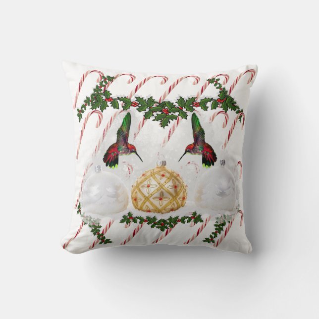 Hummers & Candy Canes Cushion (Front)