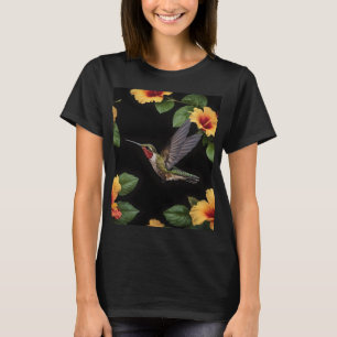 Humminbird And Yellow Hibiscus, T-Shirt