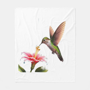 Humming Bird at Lunch Fleece Blanket