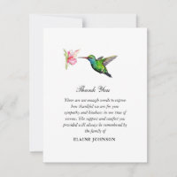 Humming bird Floral Funeral Photo Thank you