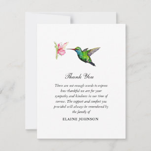 Humming bird Floral Funeral Photo Thank you Card